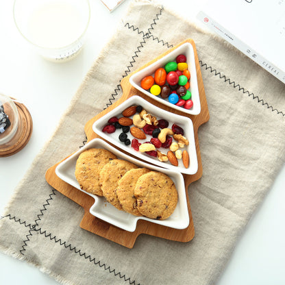 4Pcs Christmas Tree Ceramic Plates – Festive Holiday Dinnerware for Christmas Meals & Desserts