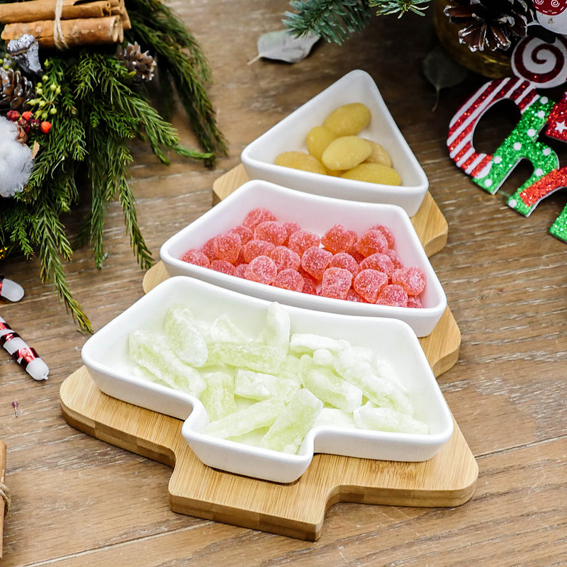 4Pcs Christmas Tree Ceramic Plates – Festive Holiday Dinnerware for Christmas Meals & Desserts