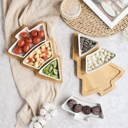 4Pcs Christmas Tree Ceramic Plates – Festive Holiday Dinnerware for Christmas Meals & Desserts