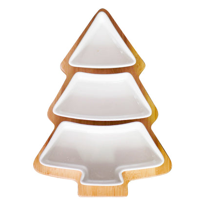 4Pcs Christmas Tree Ceramic Plates – Festive Holiday Dinnerware for Christmas Meals & Desserts